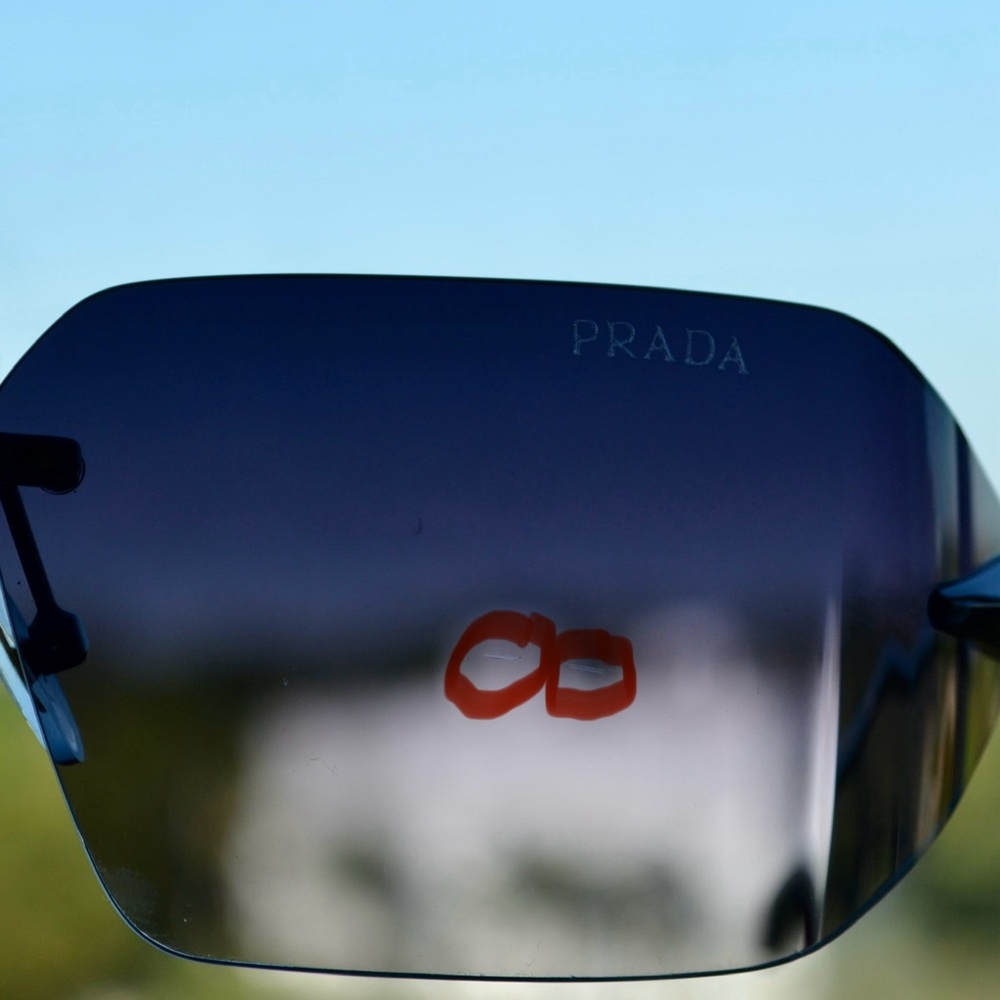 Prada Women’s Rimless Sunglasses | Silver | Minor Unnoticeable Scratch | New - Picture 7 of 14